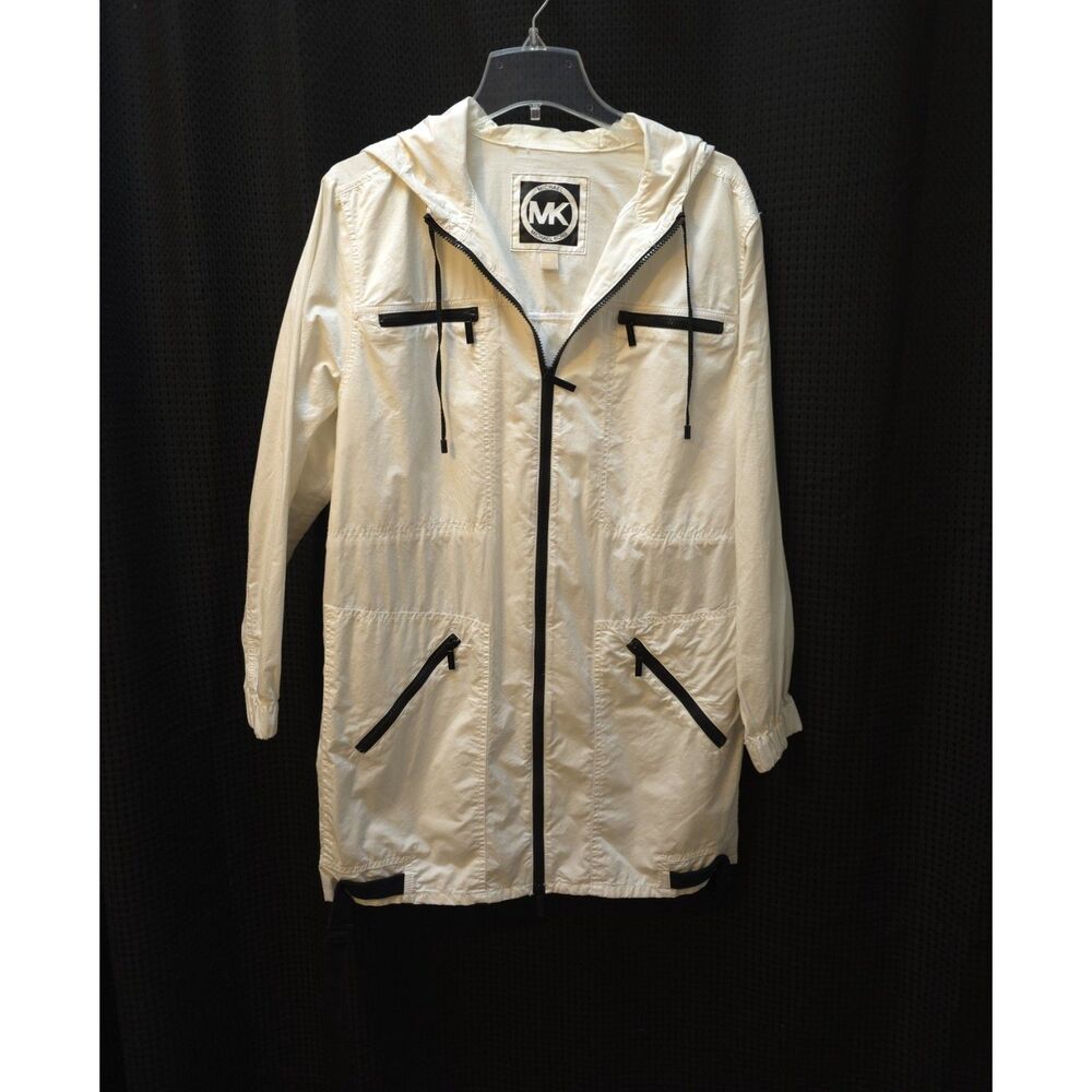 White Michael Kors Hooded Rain Jacket – Women’s Medium